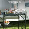 Outsunny Folding Camp Kitchen Table, Portable Camping Cooking Station with Adjustable Lantern Holder, Hanging Hooks and Carrying Bag for Outdoor Picni