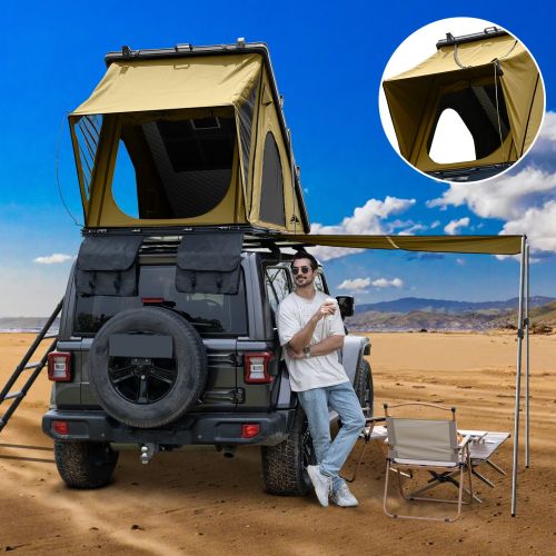 Explorer Plus Rooftop Tent Hardshell with Side Awning, Air Conditioner Outlet with Bracket, Luggage Racks&Replaceable Netting Rain Curtain Explorer Plus Rooftop Tent Hardshell with Side Awning, Air Conditioner Outlet with Bracket, Luggage Racks&Replaceable Netting Rain Curtain